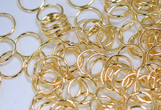 14K Gold Filled Look, Jump Rings Beads Sizes 3mm, 4mm, 5mm, 6mm, 8mm, 10mm, 12mm  Spacer Findings Jewelry USA Open/Closed...