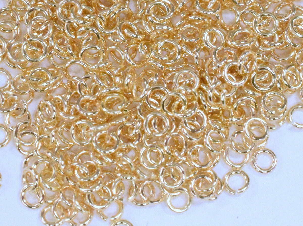 14K Gold Filled Look, Jump Rings Beads Sizes 3mm, 4mm, 5mm, 6mm, 8mm, 10mm, 12mm  Spacer Findings Jewelry USA Open/Closed...