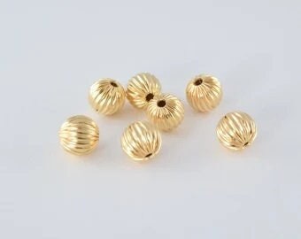 18K/14K Gold Filled Look,Round Beads, Watermelon Ball, Sizes 4mm, 6mm, 8mm,10mm Spacer Findings Jewelry USA Seller and Who...