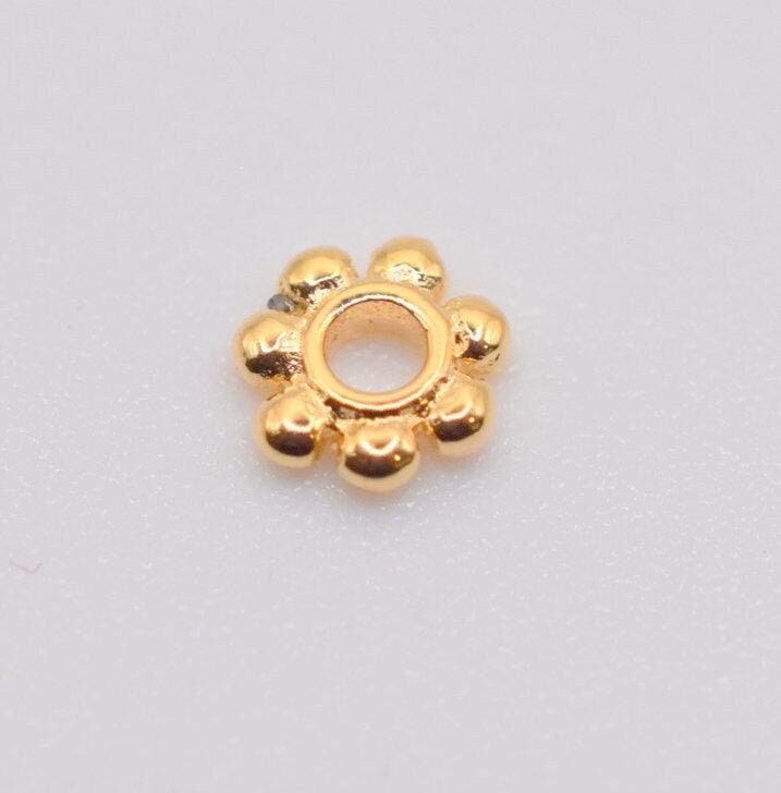 18K Gold Filled Look, Rondel Flower Spacer Beads  Various Sizes 7mm, 4mm,6mm,8mm Beads Jewelry USA Seller Sold 12 PCs/ PK...