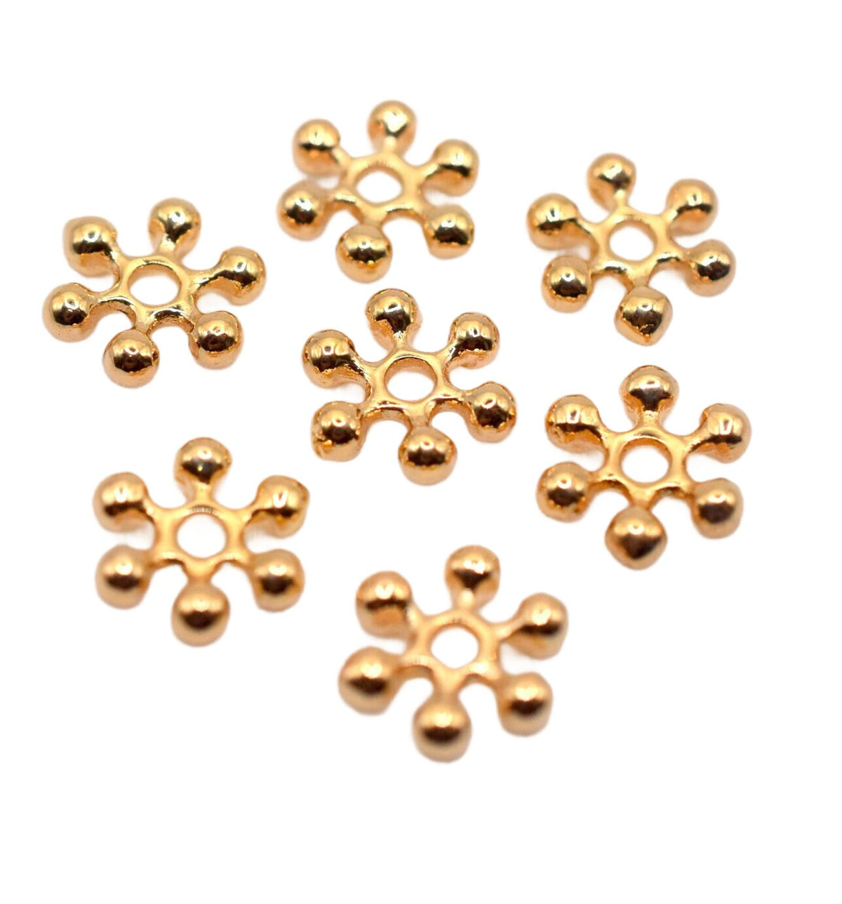 18K Gold Filled Look, Rondel Flower Spacer Beads  Various Sizes 7mm, 4mm,6mm,8mm Beads Jewelry USA Seller Sold 12 PCs/ PK...