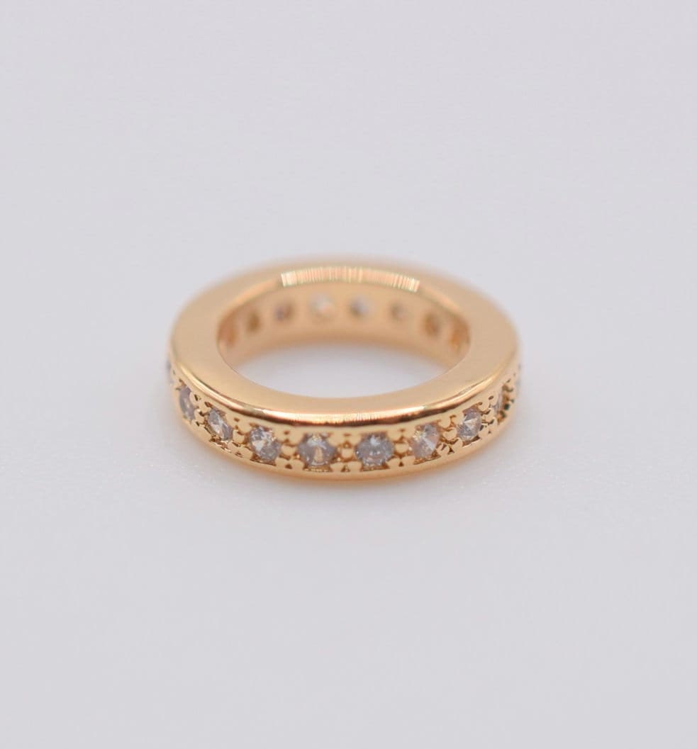 18k Gold Filled Look Spacer beads Micro pave Cubic Zirconia  Beaded Jewelry 6mm/8mm/10mm/11mm/12mm/7x9mm 3 PCs/PK jewelry...