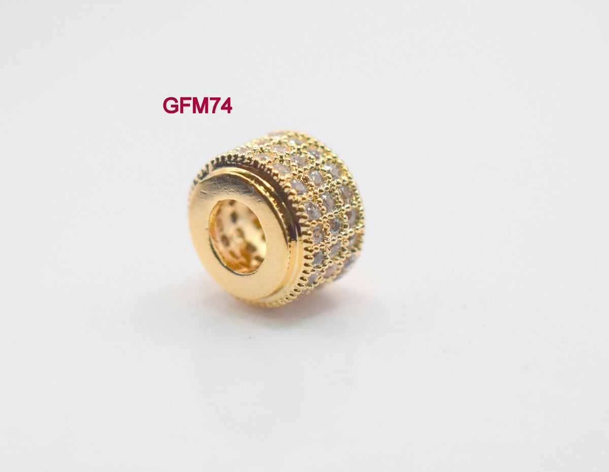 18k Gold Filled Look Spacer beads Micro pave Cubic Zirconia  Beaded Jewelry 6mm/8mm/10mm/11mm/12mm/7x9mm 3 PCs/PK jewelry...