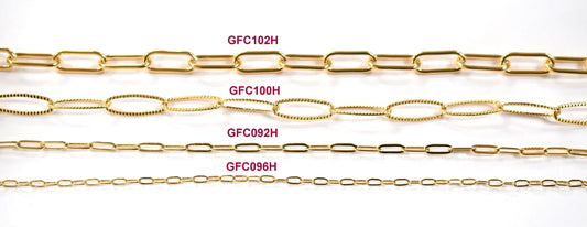 18K/14K Gold Filled Look, Paper Clip Cable Link Chain findings necklace Jewelry 3 FT/ PK jewelry making supplies - detail...