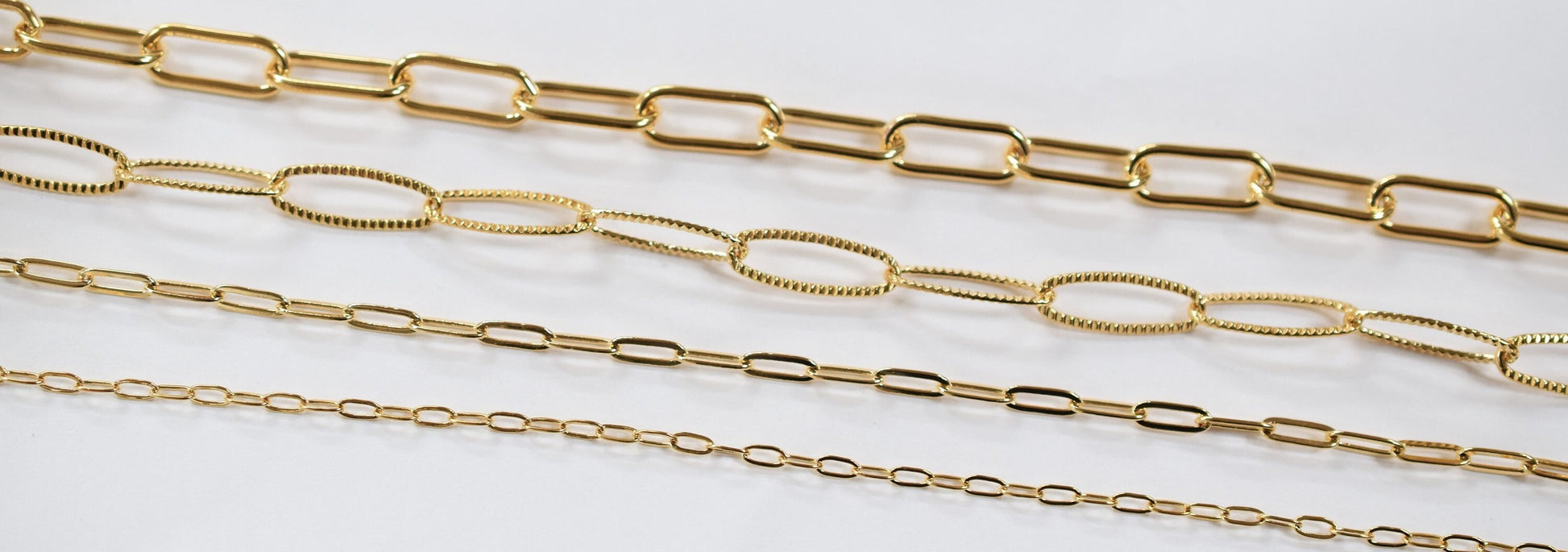 18K/14K Gold Filled Look, Paper Clip Cable Link Chain findings necklace Jewelry 3 FT/ PK jewelry making supplies - detail...