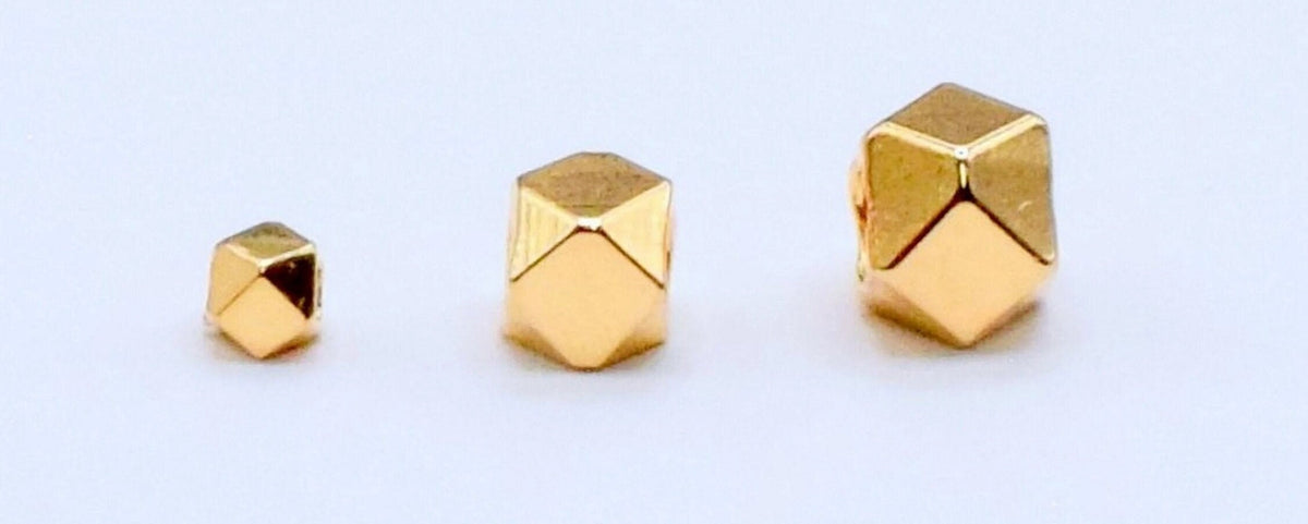 18K Gold Filled Look, Spacer Square Cube Hexagonal Beads,Plain,Seamless Roundel,Sizes from 2mm  Beads Jewelry USA Seller S...