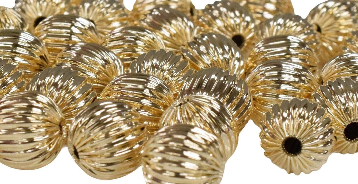 18K/14K Gold Filled Look,Round Beads, Watermelon Ball, Sizes 4mm, 6mm, 8mm,10mm Spacer Findings Jewelry USA Seller and Who...
