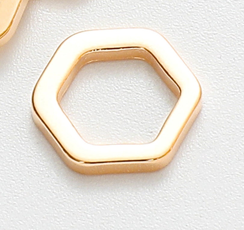 Gold Filled Alternative EP Hexagon Closed Jump Rings, Jewelry Findings, 18K Gold Tone (6mm-10mm Sizes, Base )