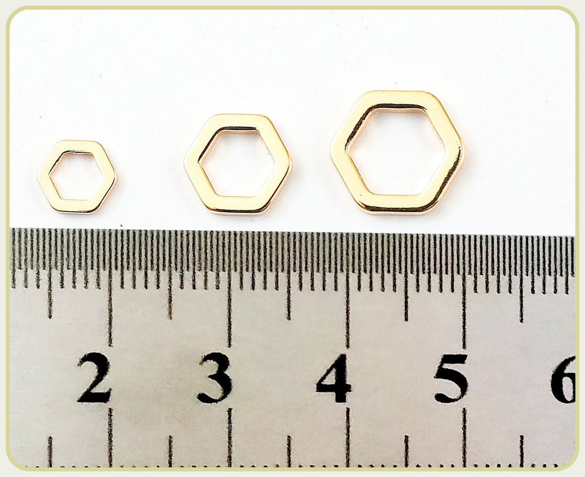 Gold Filled Alternative EP Hexagon Closed Jump Rings, Jewelry Findings, 18K Gold Tone (6mm-10mm Sizes, Base )