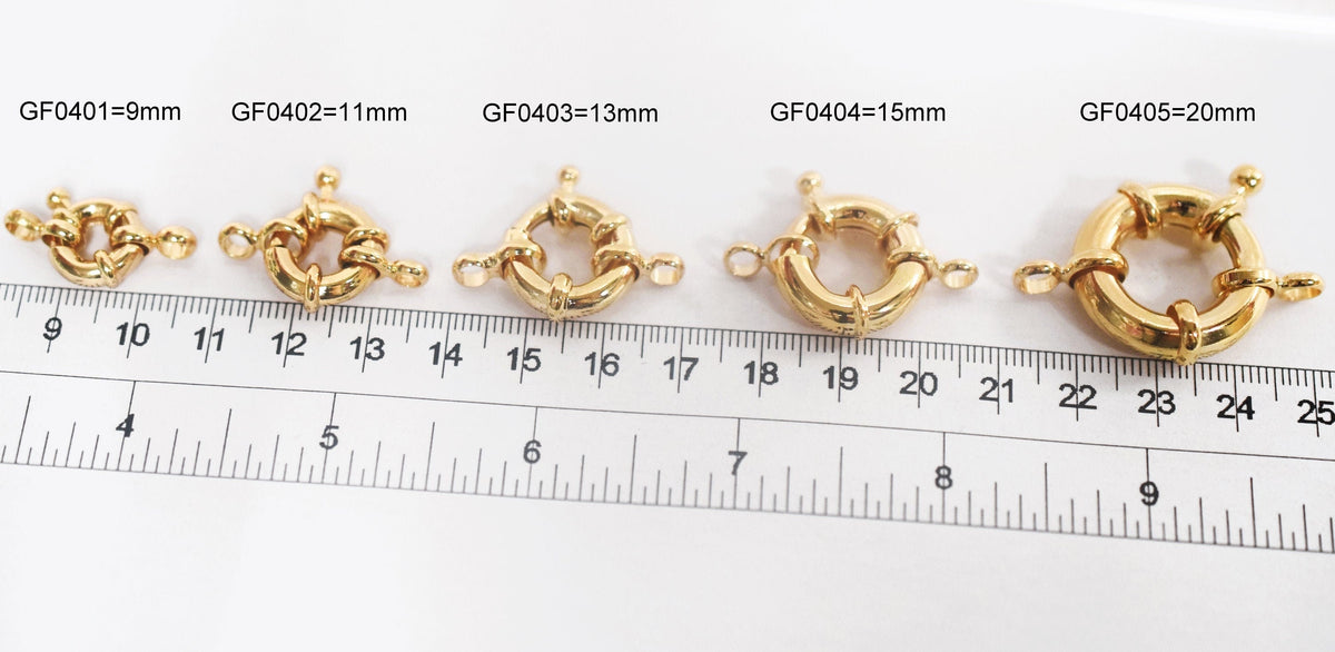 Gold Filled EP anchor wheel round spring clasp size 9mm,11mm,13mm,15mm,20mm Findings for jewelry supplier and wholesale je...