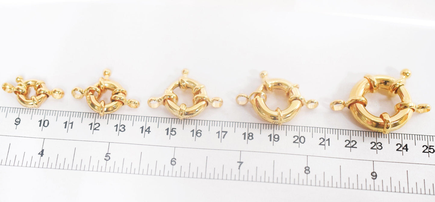 Gold Filled EP anchor wheel round spring clasp size 9mm,11mm,13mm,15mm,20mm Findings for jewelry supplier and wholesale je...