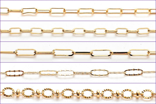 Gold filled EP Saturn Crinkle Paper Clip Cable Chain Customizable Jewelry 3FT/PK jewelry making supplies - detail image 2