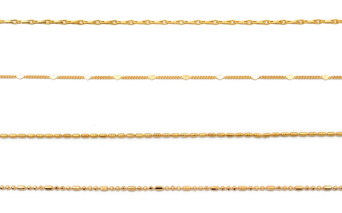 Gold filled EP Saturn Beaded Barleycorn Link Chain Customizable Jewelry by Foot 3FT/1 PK jewelry making supplies - detail...