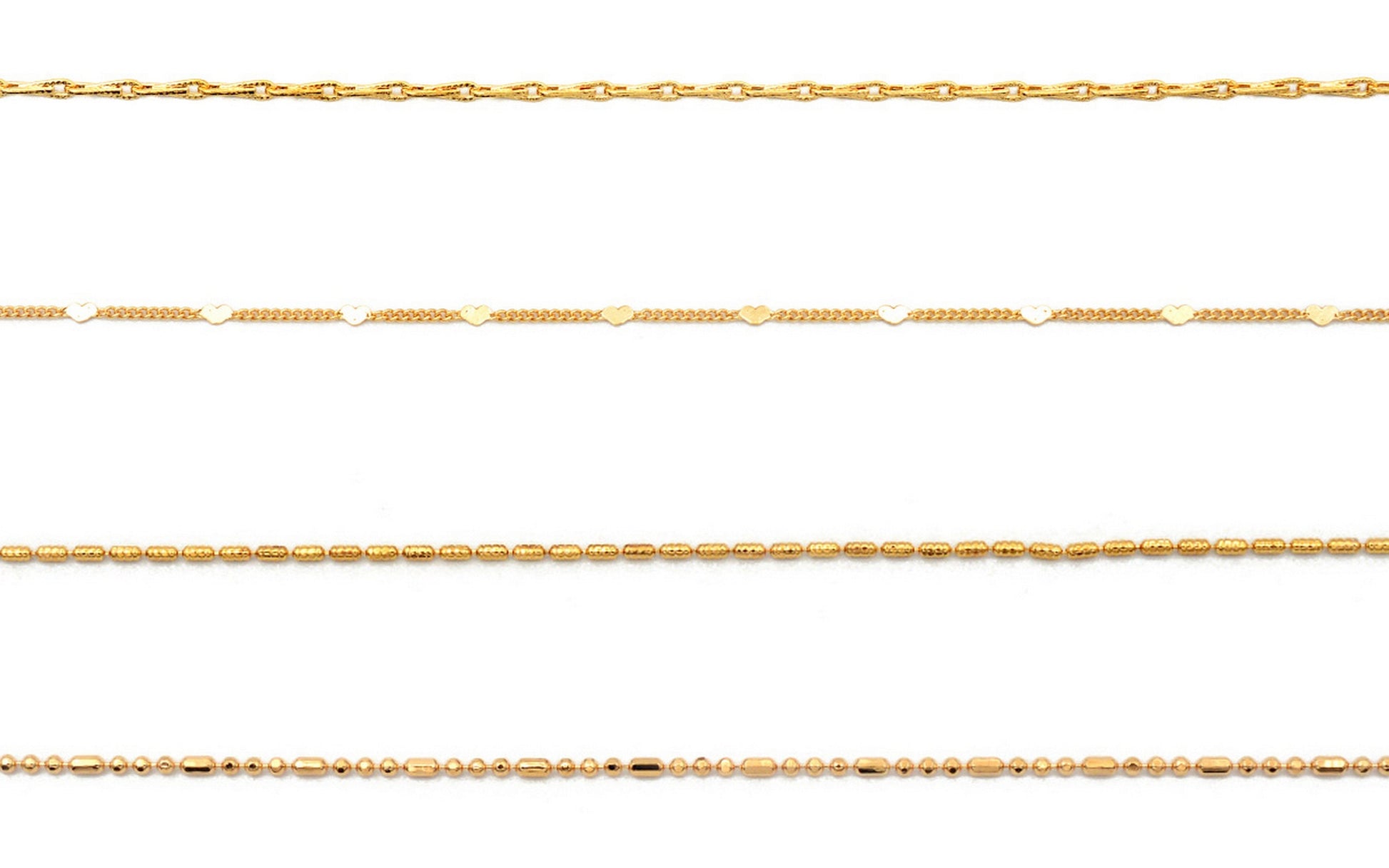 Gold filled EP Saturn Beaded Barleycorn Link Chain Customizable Jewelry by Foot 3FT/1 PK jewelry making supplies - detail...