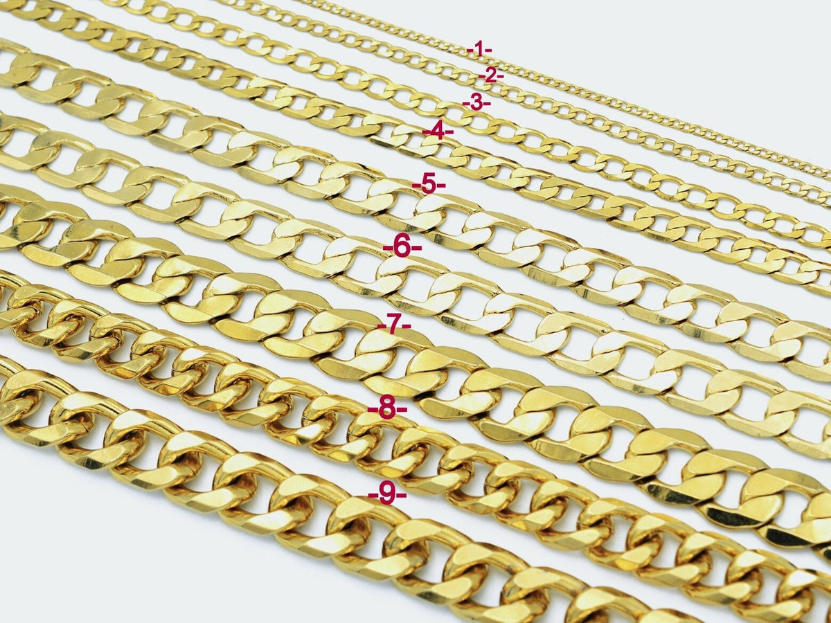 18k Gold Filled Alternative Cuban Curb Chain Necklace, Jewelry Making Supplies, Tarnish Resistant (2mm-12mm Widths, )