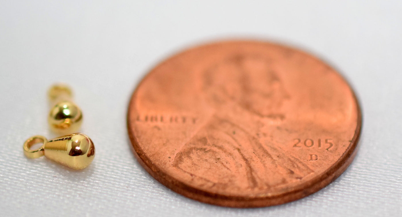 18K Gold Filled Look, EP Plain Hanger Beads 100pcs Size 3mm/4mm/5mm/8mm/10mm/12mm and Tear drop jewelry making supplies -...