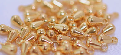 18K Gold Filled Look, EP Plain Hanger Beads 100pcs Size 3mm/4mm/5mm/8mm/10mm/12mm and Tear drop jewelry making supplies -...