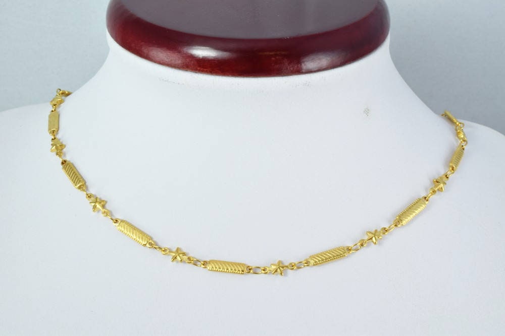 Gold Filled Alternative Bar And Star Chain Necklace: Elegant Gold Jewelry, (18.5" & 23", 4.5mm Width)