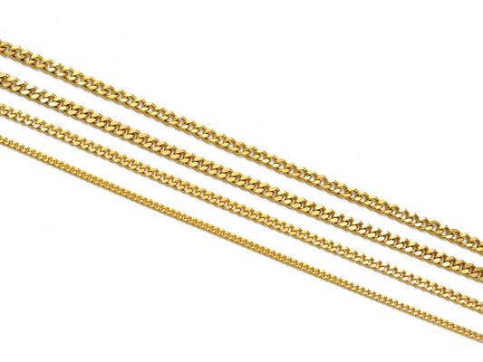 Gold Filled Alternative Cuban Link Chain Necklace: Flat Curb Style - Tarnish Resistant, Thick Gold Layering, Mens Jewelry Gift