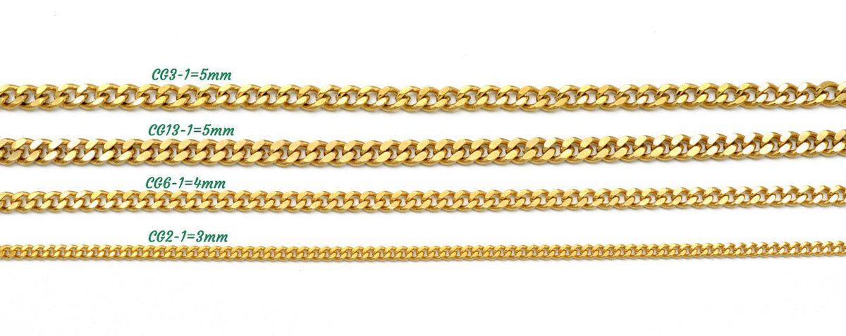 Gold Filled Alternative Cuban Link Chain Necklace: Flat Curb Style - Tarnish Resistant, Thick Gold Layering, Mens Jewelry Gift