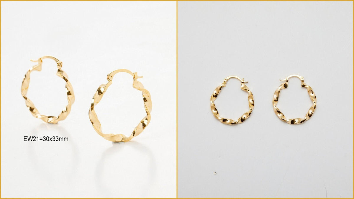 Round Hoop Beaded Earrings: Classic Gold Filled Alternative Electroplated Jewelry (Medium Size 31-45mm, Core, Gift Ready)