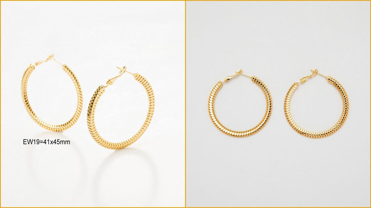 Round Hoop Beaded Earrings: Classic Gold Filled Alternative Electroplated Jewelry (Medium Size 31-45mm, Core, Gift Ready)