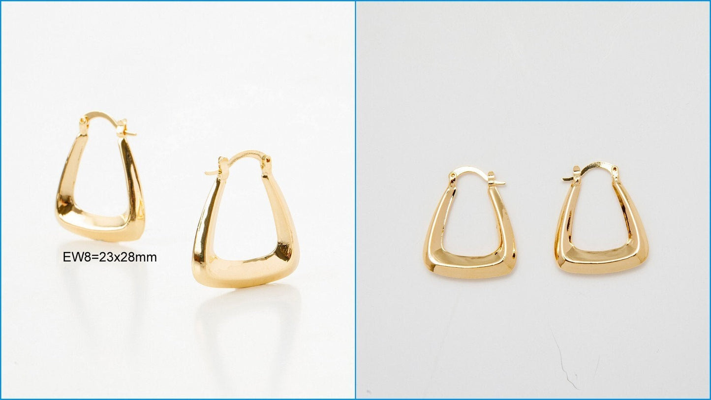 Gold Filled EP 18K Hoop Earrings in Rectangle Round and Oval Shapes jewelry making supplies - detail image 5