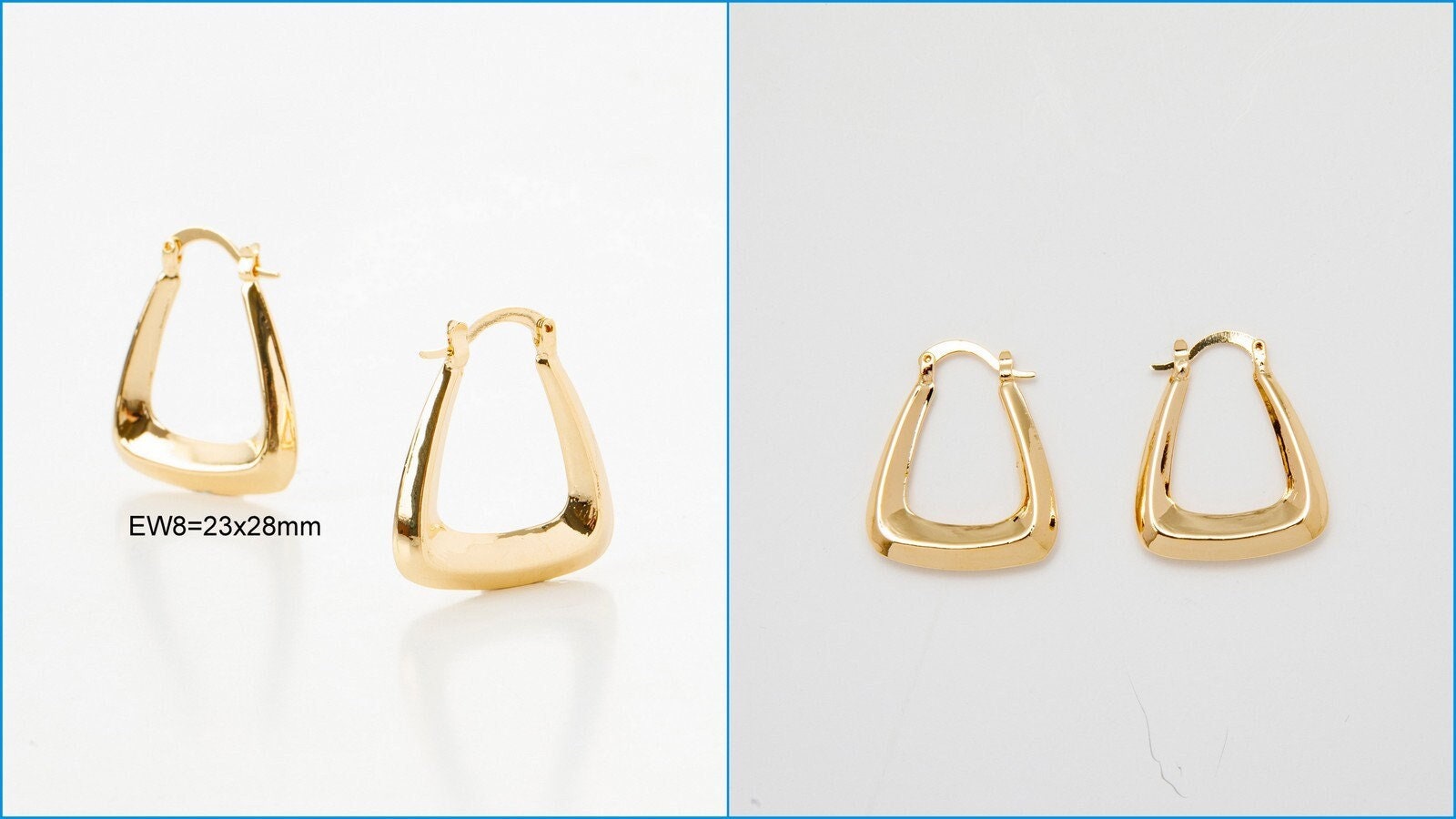 Gold Filled EP 18K Hoop Earrings in Rectangle Round and Oval Shapes jewelry making supplies - detail image 5