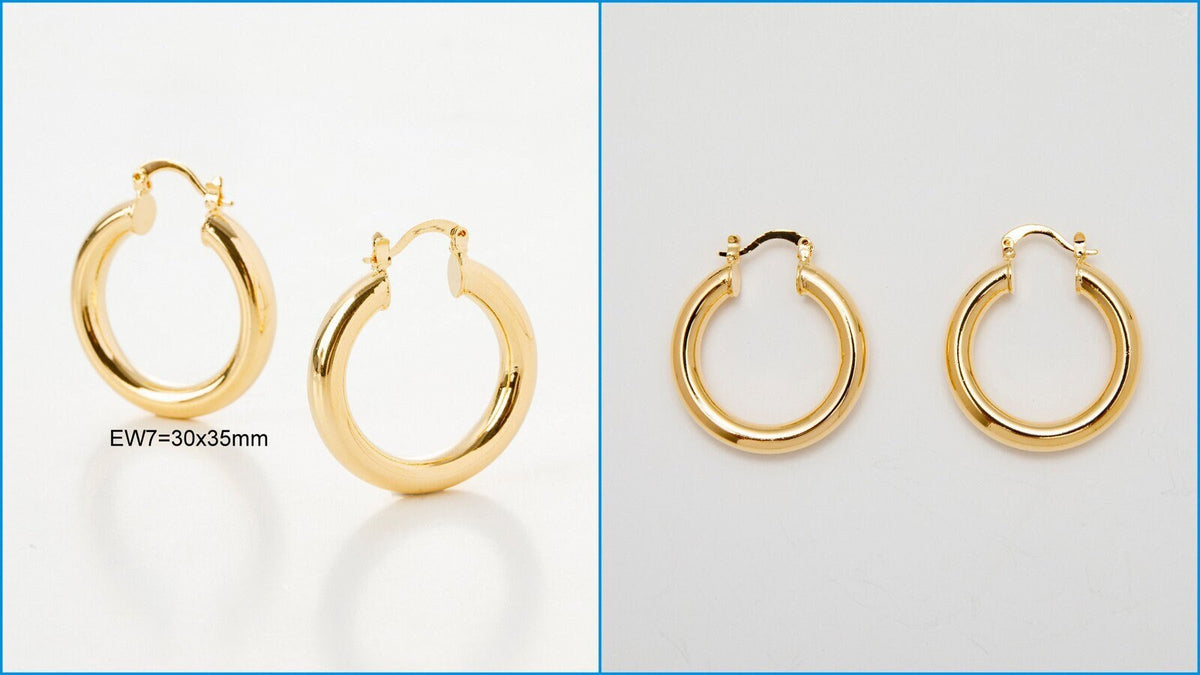 Gold Filled EP 18K Hoop Earrings in Rectangle Round and Oval Shapes jewelry making supplies - detail image 6
