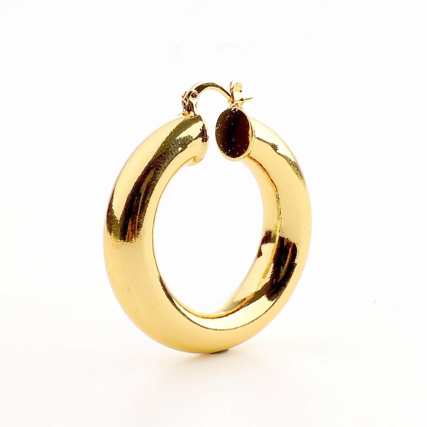 Plain Bamboo Hoop Earrings Gold Filled Alternative, Round Lightweight Hoops (40mm & 25mm Diameter)