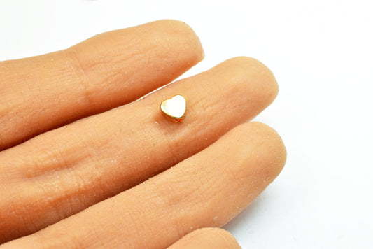 EP Heart Beads Tarnish Resistant Gold, Jewelry Craft Supplies, 5mm-6mm Small Hearts (25 Pcs, Electroplated , Tarnish Resistant)