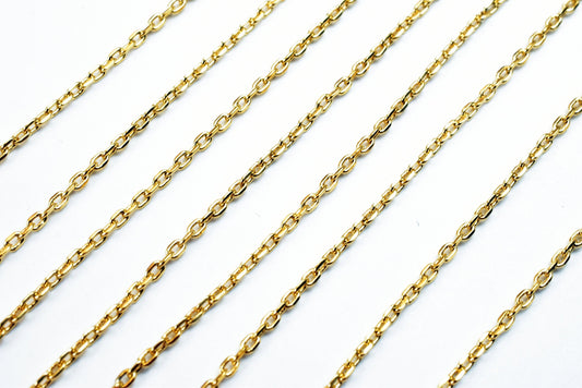 Cable Gold Plated Chain Jewelry Supply: Delicate Electroplated Gold Copper (1.10mm Thin, Lead-Free, Sold by Foot)