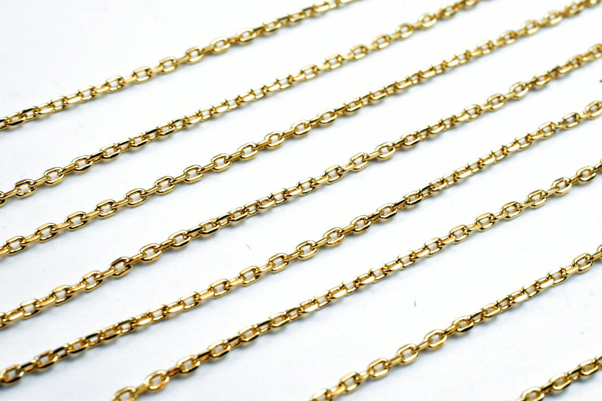 Cable Gold Plated Chain Jewelry Supply: Delicate Electroplated Gold Copper (1.10mm Thin, Lead-Free, Sold by Foot)