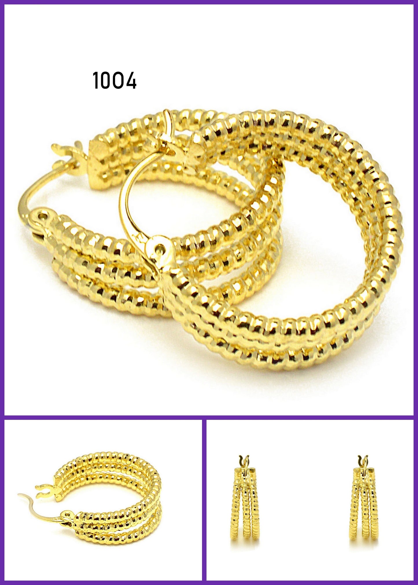 Gold Filled Alternative Twisted Hoop Earrings: Diamond Cut Pattern, Jewelry Making Supplies