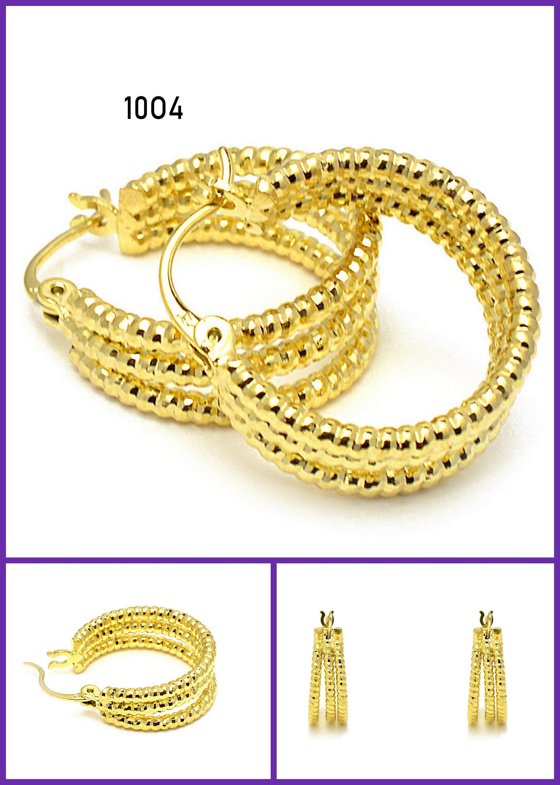Gold Filled Alternative Twisted Hoop Earrings: Diamond Cut Pattern, Jewelry Making Supplies