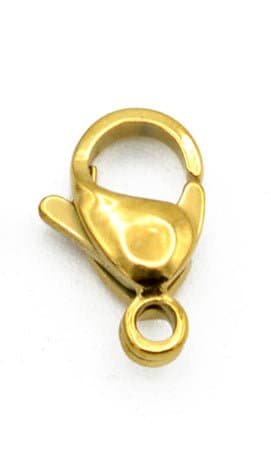 Steel Lobster Clasp Findings: Gold Plated Jewelry Components, Oval & Rectangle Shapes (Multiple Sizes, Stainless Steel)