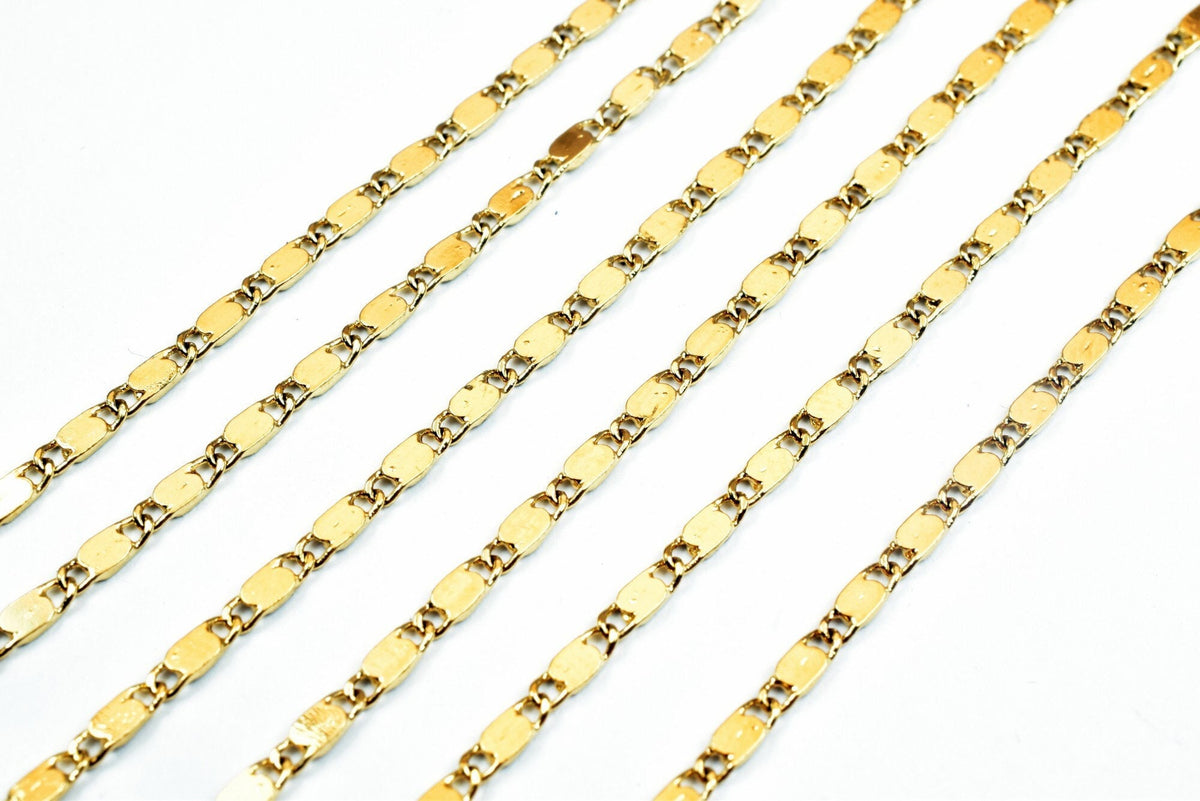 18K Gold Filled Alternative Chain, Jewelry Making Supplies, Gold Finish (2mm Width, 0.5mm Thickness, )