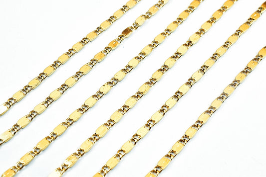 18K Gold Filled Alternative Chain, Jewelry Making Supplies, Gold Finish (2mm Width, 0.5mm Thickness, )