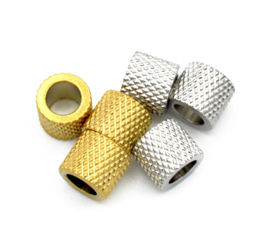 Steel Texture Wheel Spacer - Gold Plated Roundel Beads - Diamond Cut Detailing, Stainless Steel, Crafting Findings Set