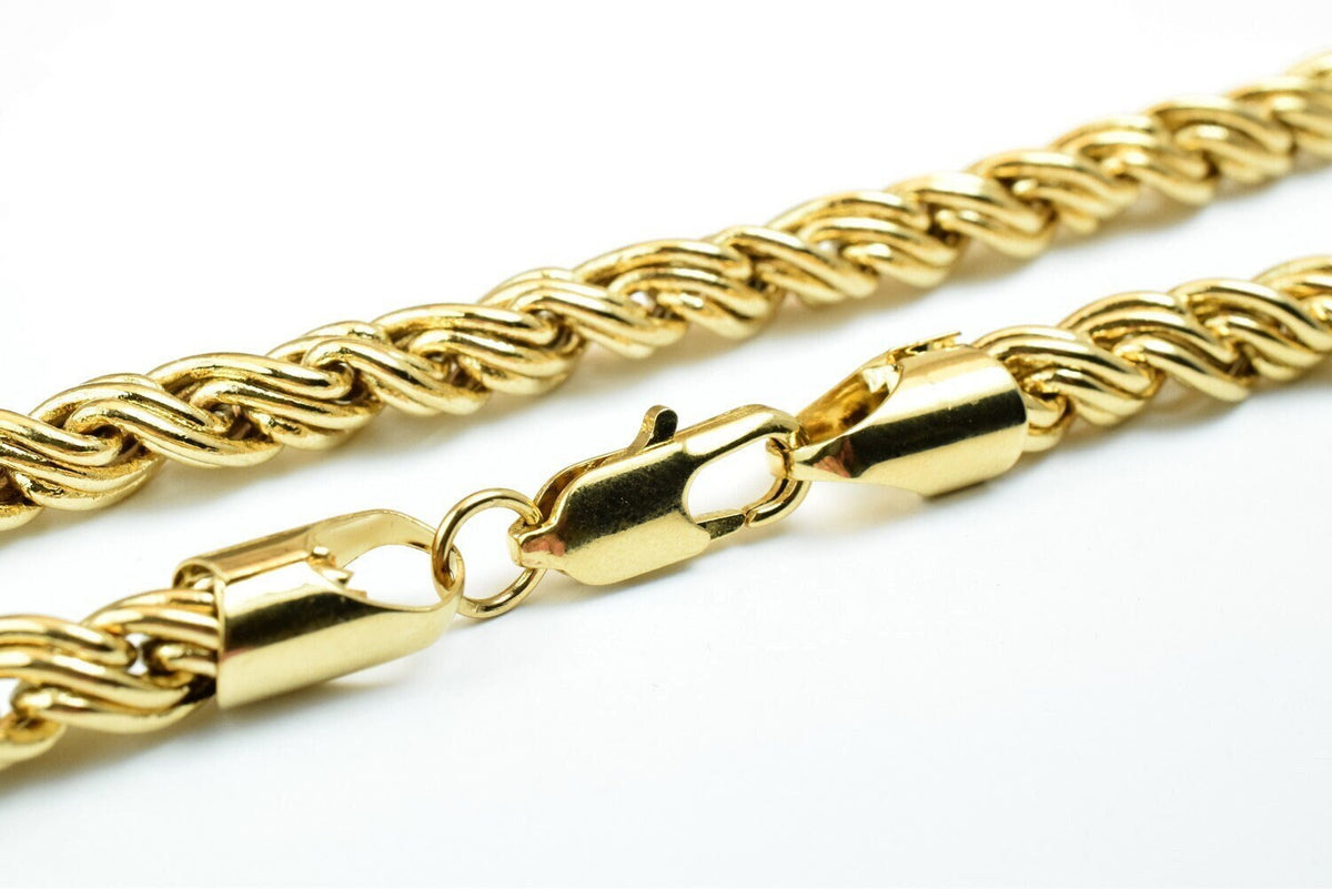18k Gold Filled Alternative Rope Chain: Tarnish Resistant Round Links - , Jewelry Findings, Clasp Size Large