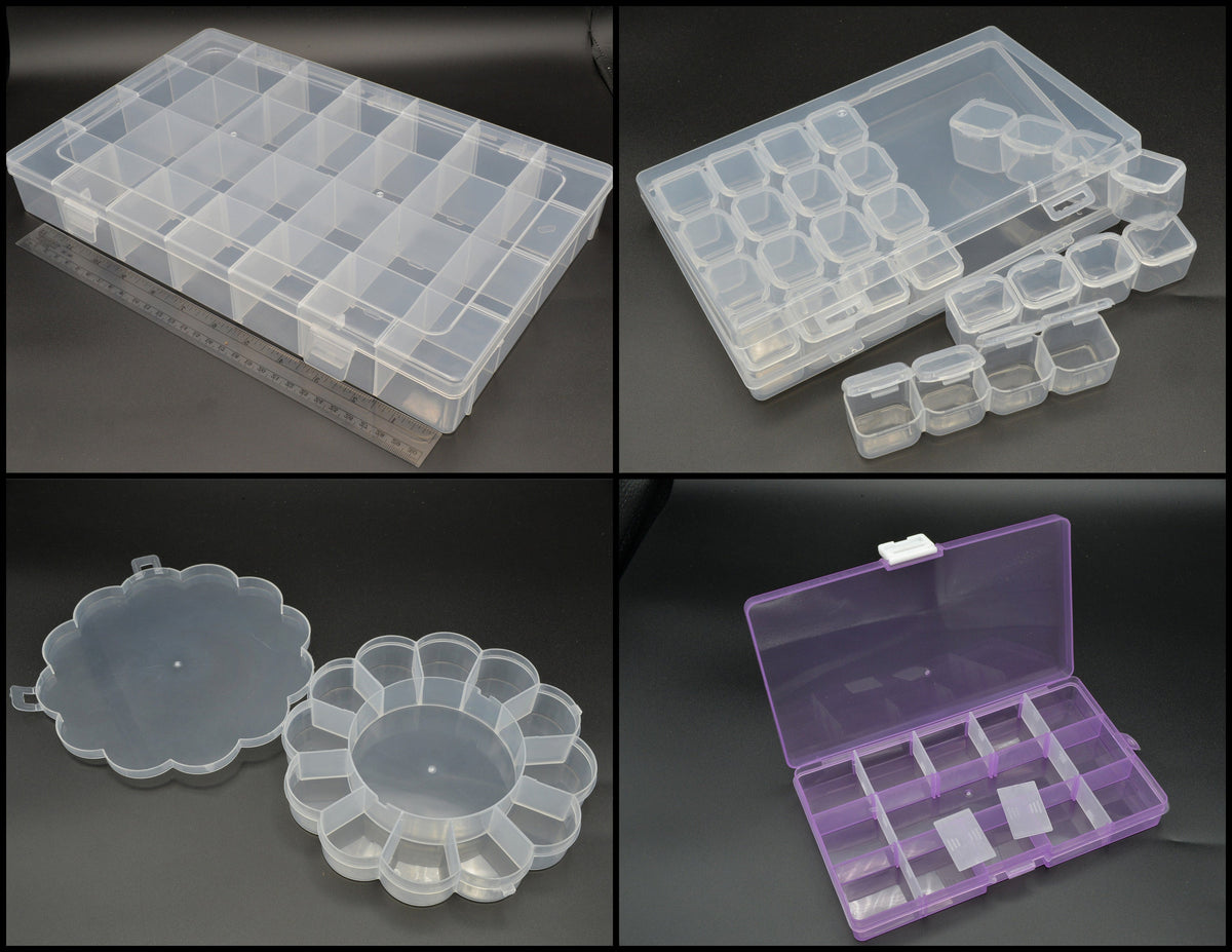 Beading Storage Box Organizer: Clear Plastic, Adjustable Dividers | Stackable, Multi-Compartment, Space Saving | Jewelry Supplies