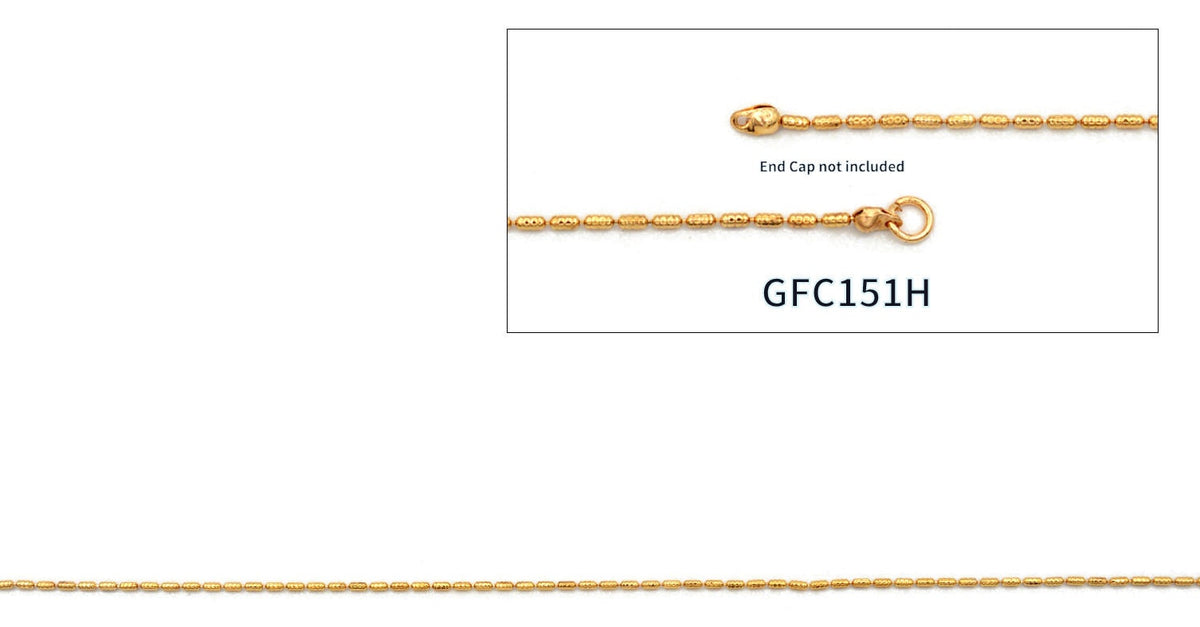 18K Tarnish Resistant Gold Chain Jewelry, Saturn Beaded Barleycorn Link- Heart Cuban - Beaded Tube Cable by Foot