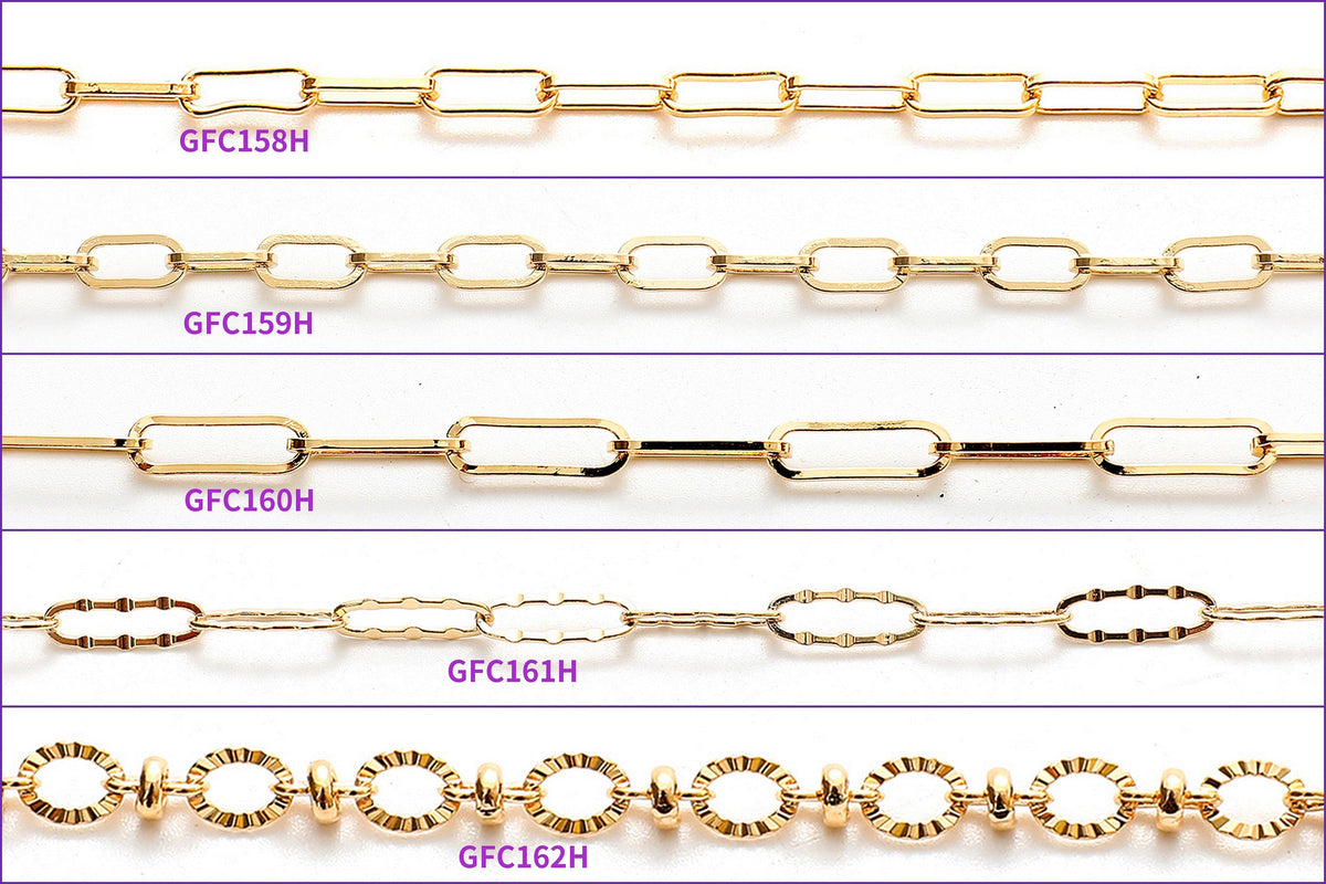 Gold filled EP Saturn Crinkle Paper Clip Cable Chain Customizable Jewelry 3FT/PK jewelry making supplies - detail image 3