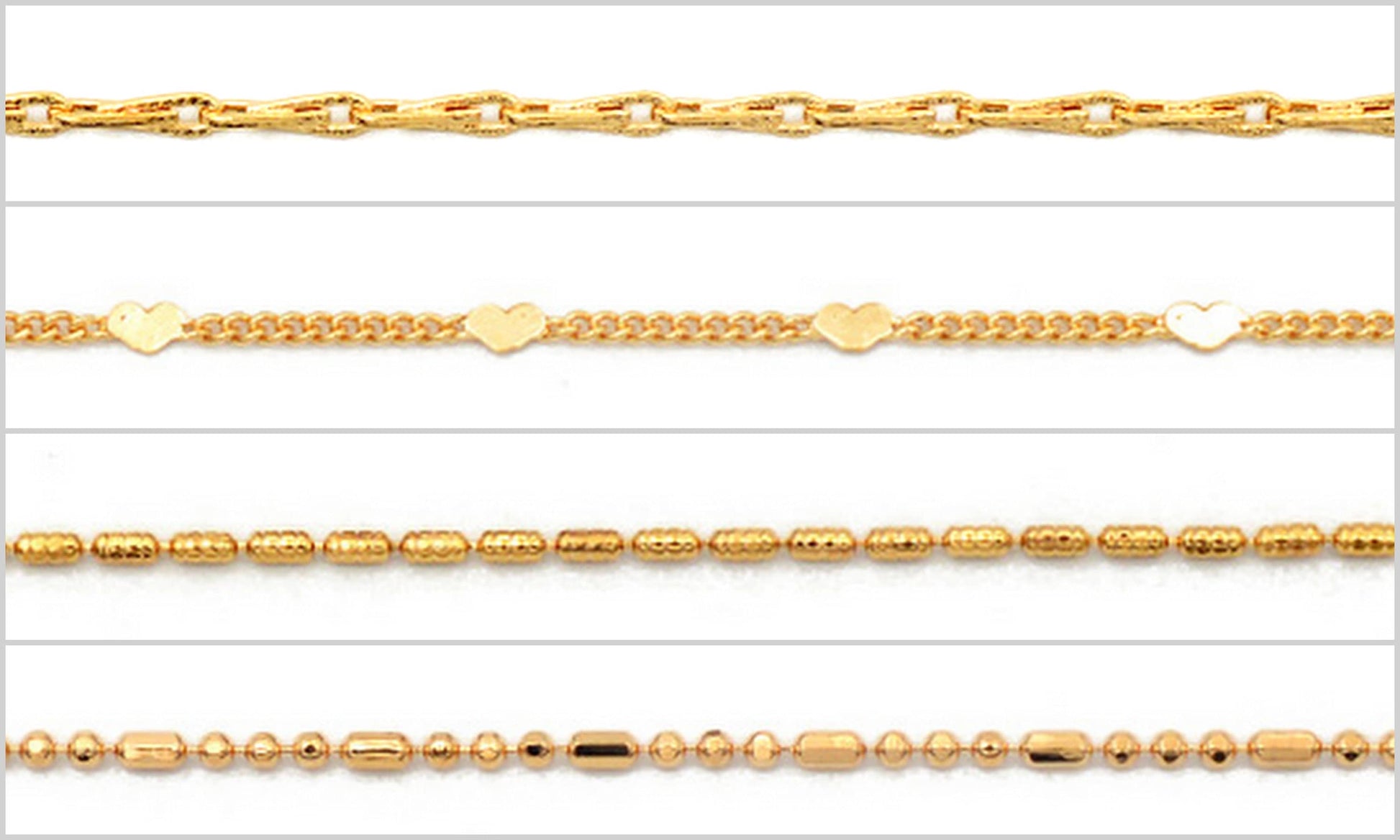 Gold filled EP Saturn Beaded Barleycorn Link Chain Customizable Jewelry by Foot 3FT/1 PK jewelry making supplies - detail...