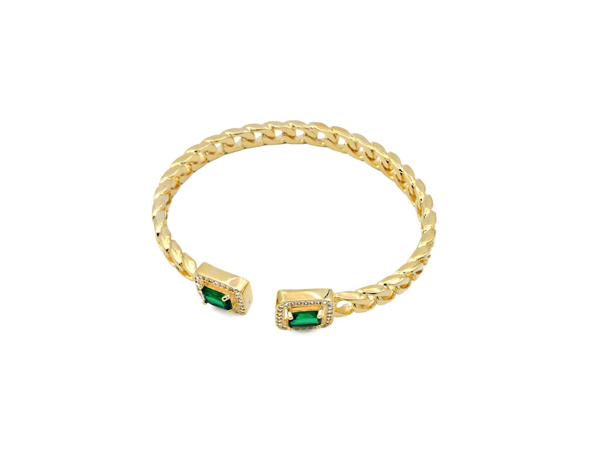 14K Women's Gold Filled EP Extension Bracelet/Bangel Crystal/Green Zircon bohemian Bling Jewelry Making tarnish resistant...