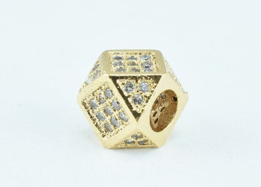 18k Gold Filled Look Cube Micro Pave Beads Zirconia Rhinestone Spacer 7mm with 3mm hole jewelry making supplies