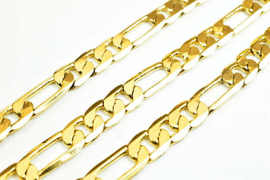 EP Figaro Chain Gold Filled : Elegant Thick 7mm Finish (19.75", 28", 31" Lengths, Durable Jewelry Chain)