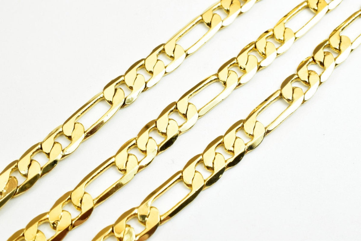 EP Figaro Chain Gold Filled : Elegant Thick 7mm Finish (19.75", 28", 31" Lengths, Durable Jewelry Chain)
