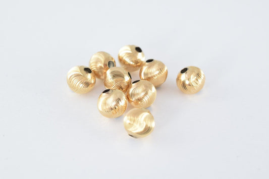 18K Gold Filled Alternative Diamond Cut Round Ball Beads, 8mm Gold Tone (Tarnish Resistant, Core, Jewelry Findings)