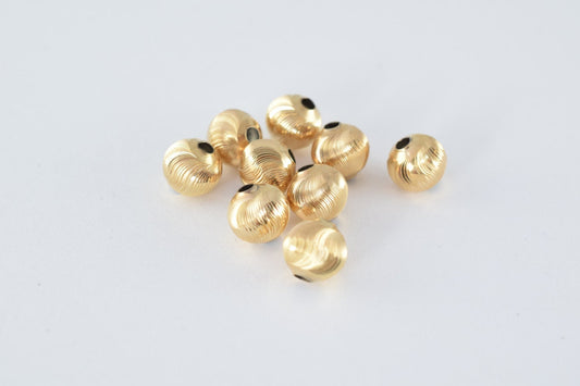 18K Gold Filled Alternative Diamond Cut Round Ball Beads, 8mm Gold Tone (Tarnish Resistant, Core, Jewelry Findings)